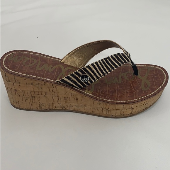 Sam Edelman cork platform wedge leather sandals - Picture 2 of 8